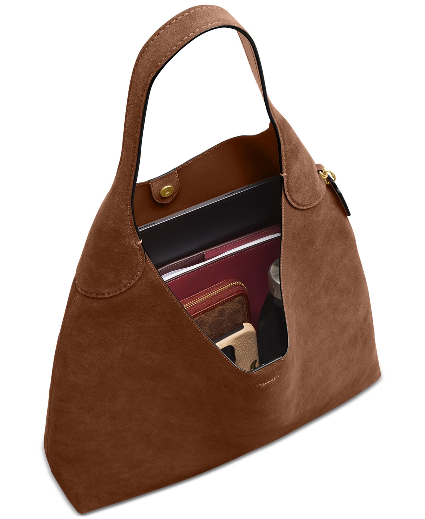 Женская сумка COACH Brooklyn Extra-Large Suede Shoulder 39, цвет: Тёплый коричневый — фото 5