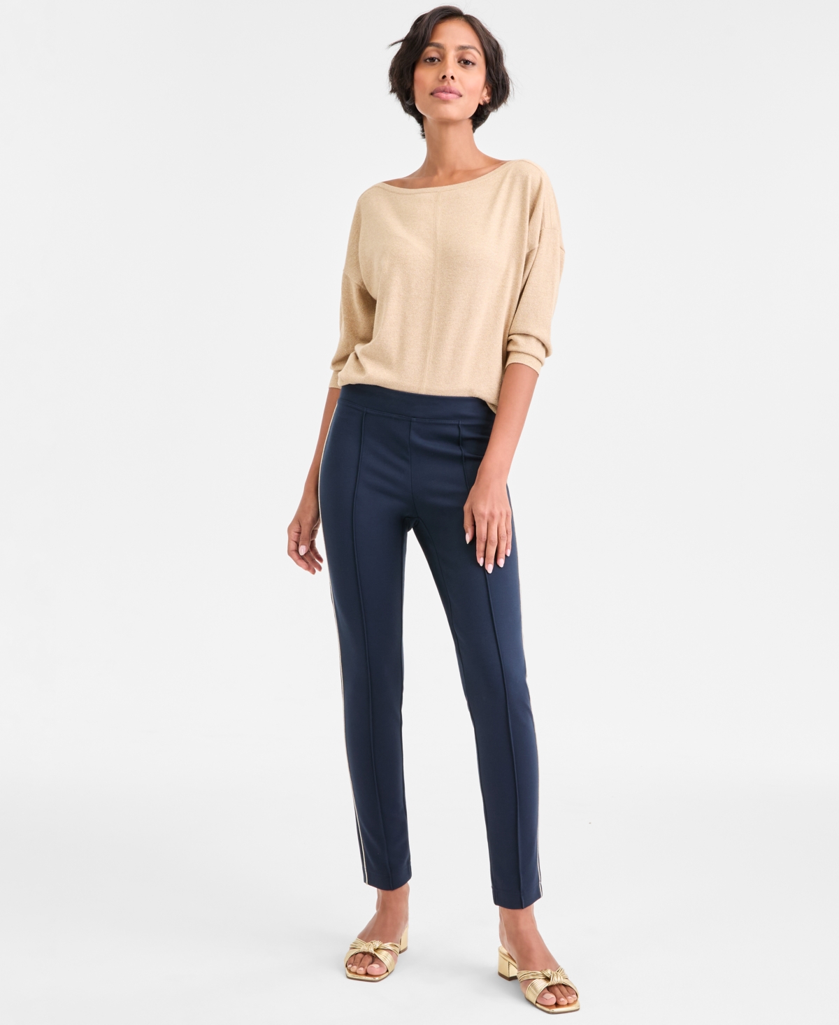 Tommy Hilfiger Women's Dolman-sleeve Boat-neck Shine Sweater In Neutral