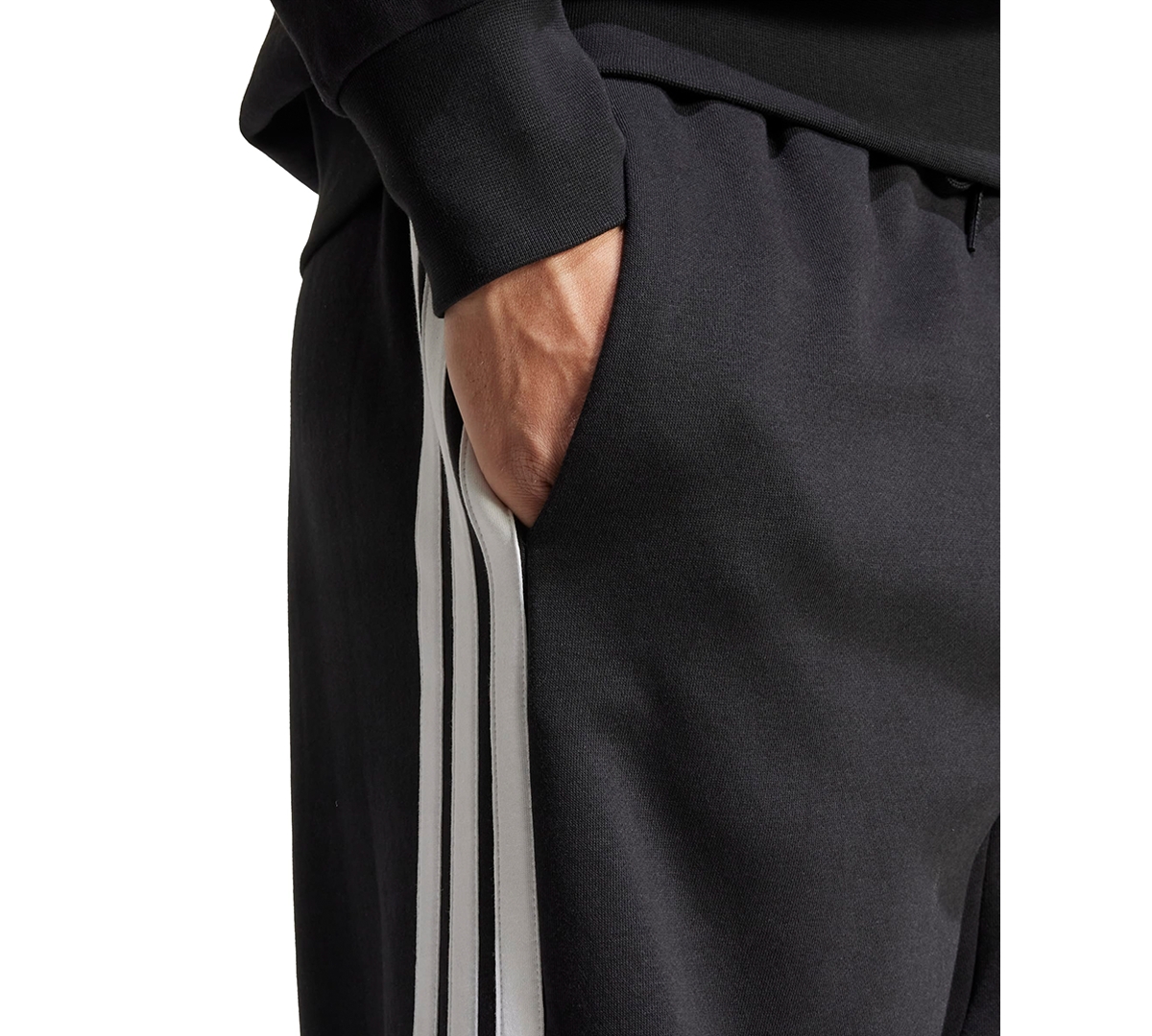Adidas Originals Men's Wide-leg 3-stripes Fleece Pants In Black