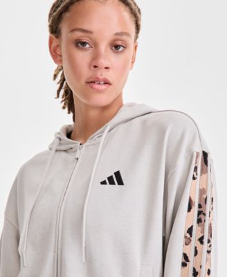 Women's Animal-Print 3-Stripe French Terry Zip Hoodie