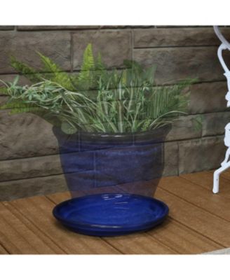 Outdoor/Indoor High-Fired Glazed UV- and Frost-Resistant Ceramic Flower Pot Planter Saucers - 2-Pack