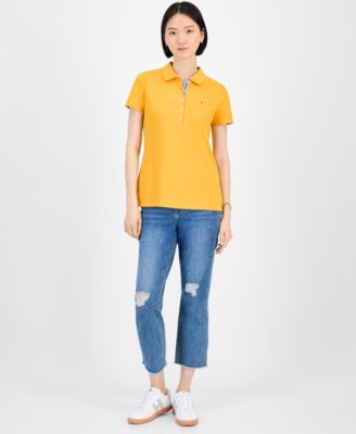 Women's Solid Short-Sleeve Polo Top