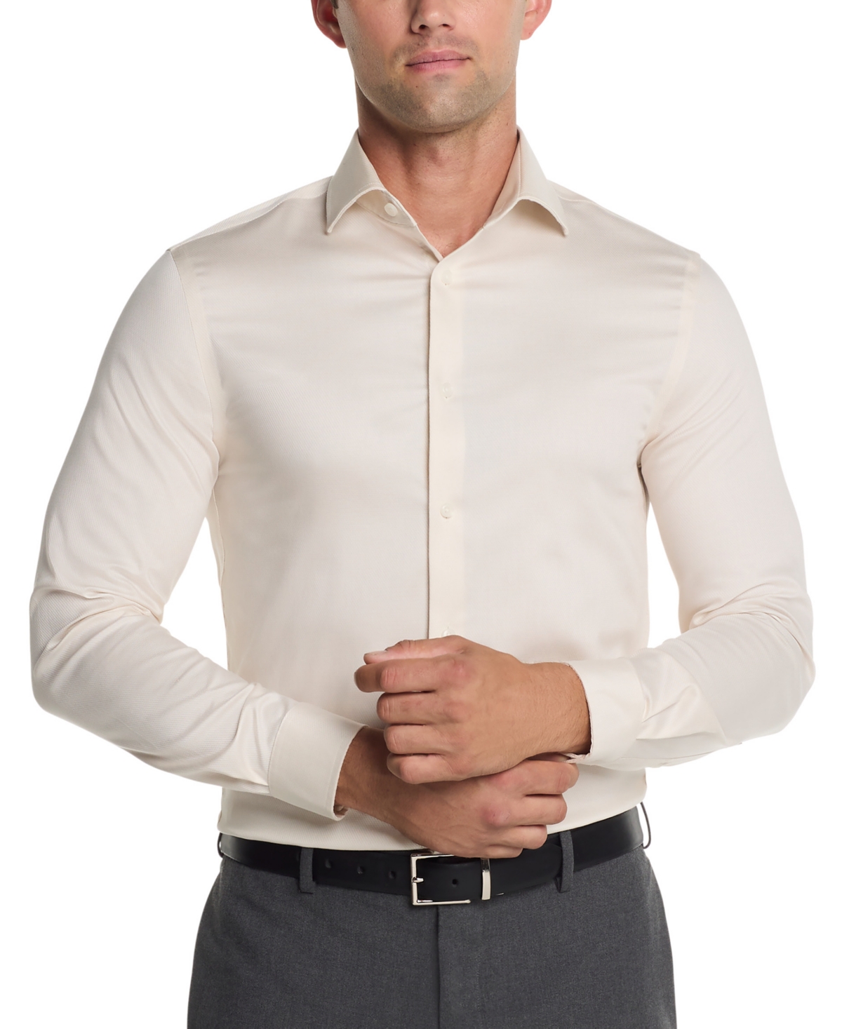 Michael Kors Mens Comfort Stretch Slim Fit Dress Shirt - Ecru