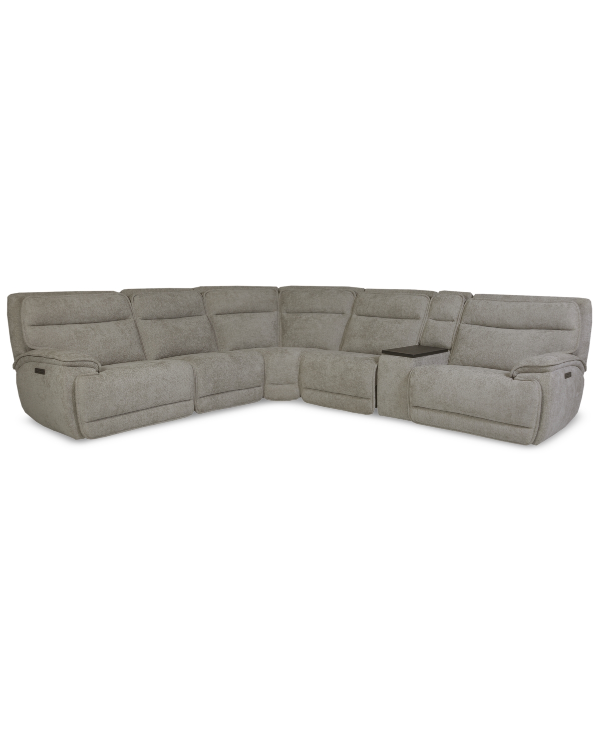 Macy's Ozryn 6-pc. Fabric Sectional With Console And 3 Power Motion Chairs, Exclusively At  In Gray