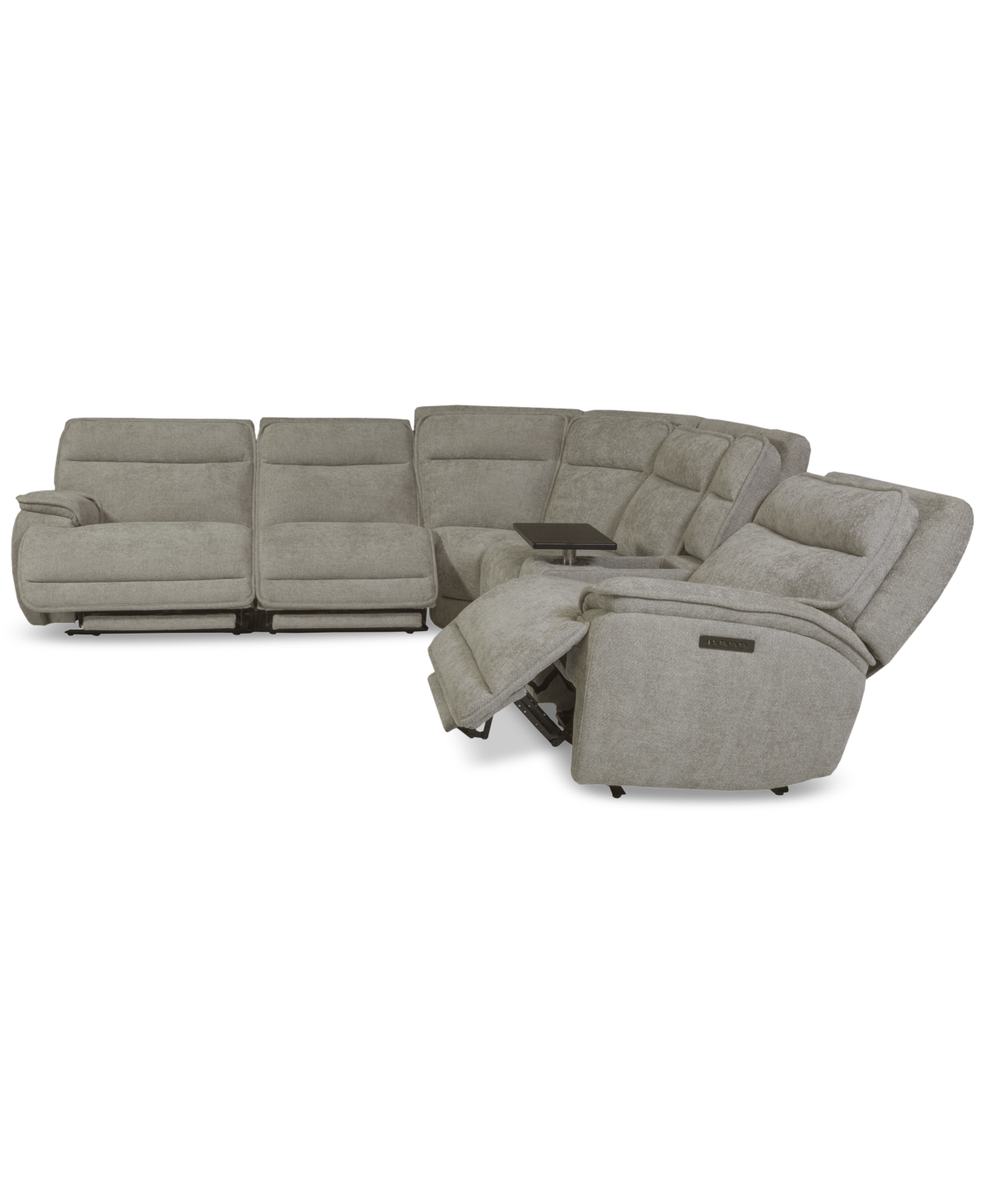 Macy's Ozryn 6-pc. Fabric Sectional With Console And 3 Power Motion Chairs, Exclusively At  In Gray