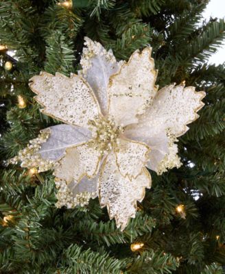 Gilded Glamour White Poinsettia Clip Ornament, Macy's Exclusive