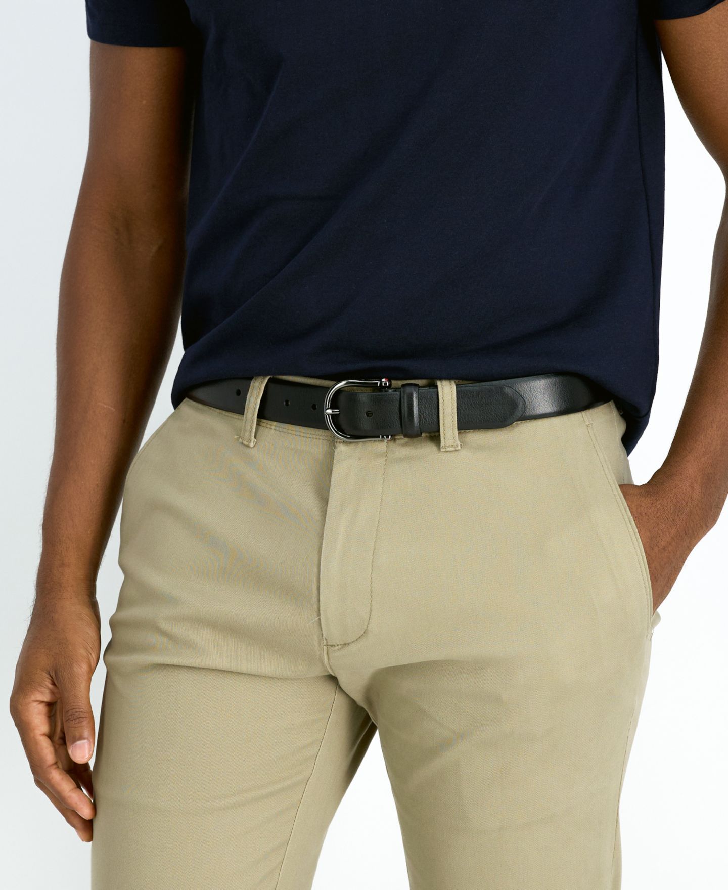 Мужской ремень Tommy Hilfiger Nautical Feather Edge Leather Belt, цвет: Чёрный — фото 5
