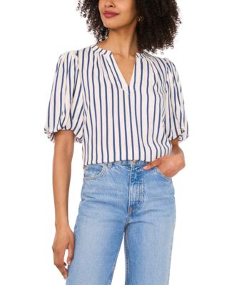 Vince Camuto - Women's Puff-Sleeve V-Neck Top
