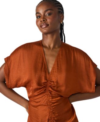 Steve Madden Women's Aimee V-Neck Shirred-Front Dress - Macy's