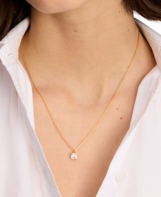 Cubic Zirconia Square Pendant Necklace, 16" + 3" extender