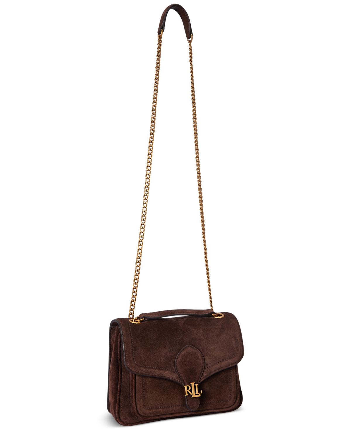 Ralph Lauren Suede Small Bradley Convertible Bag In Brown
