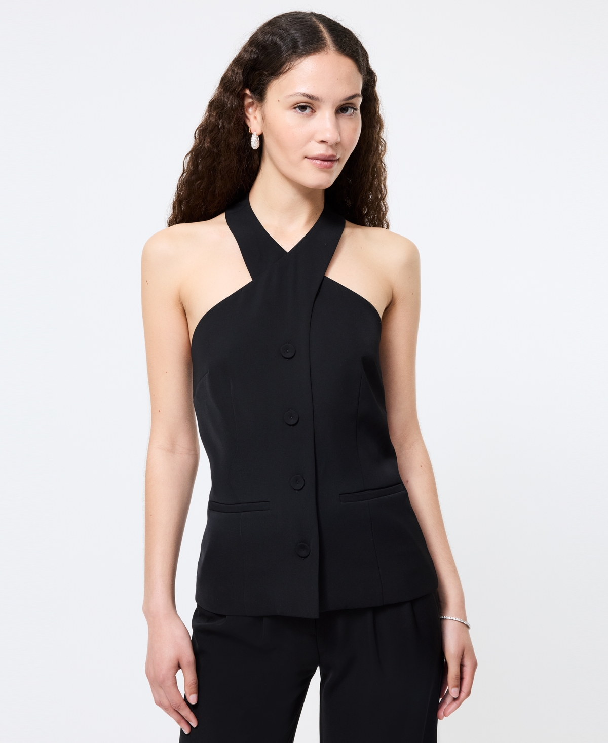 French Connection Women's Harry Crisscross-neck Vest In Black