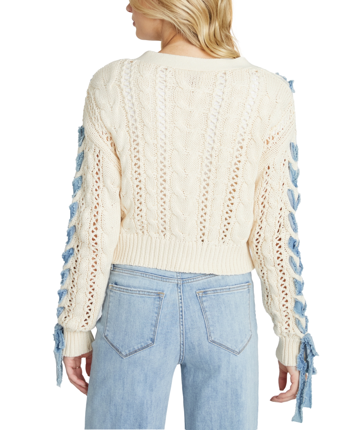 Driftwood Braided Denim Button Front Sweater In Multi