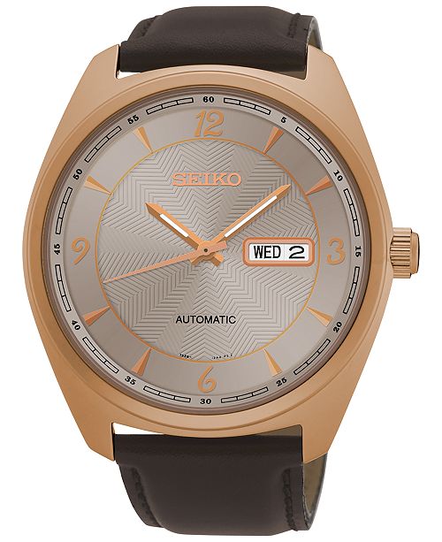 Seiko Men's Automatic Recraft Series Brown Leather Strap Watch 45mm