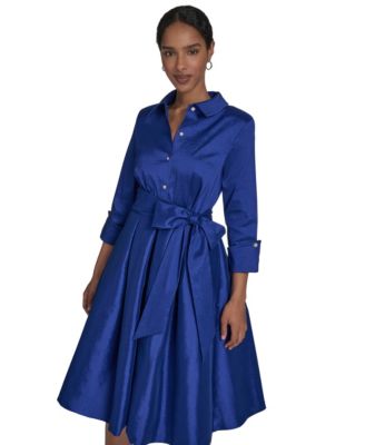 Petite Belted Taffeta Shirtdress