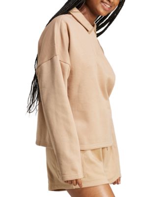 Women's Essentials Linear Fleece Polo Sweatshirt