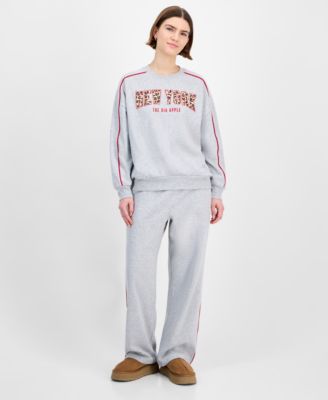 Juniors' Leopard New York Crewneck