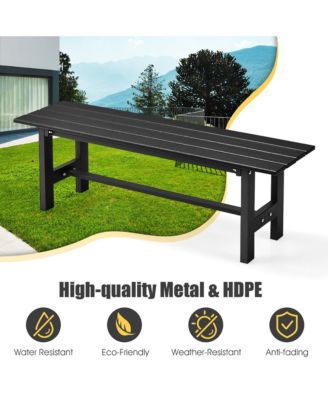 Outdoor HDPE Bench w/ Metal Frame 47'' x 14'' x 16'' for Yard Garden