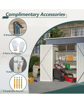 6'x4' Galvanized Steel Outdoor Storage Shed with Lockable Door
