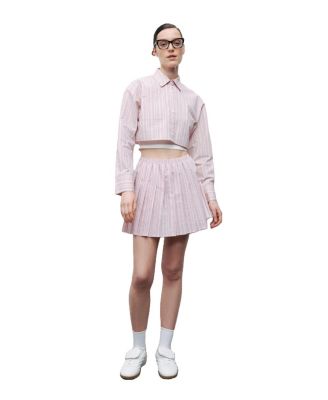 Women's Striped Pleated Mini Skirt