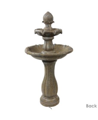  46" H Outdoor 2-Tier Pineapple Solar Water Fountain with Battery Backup