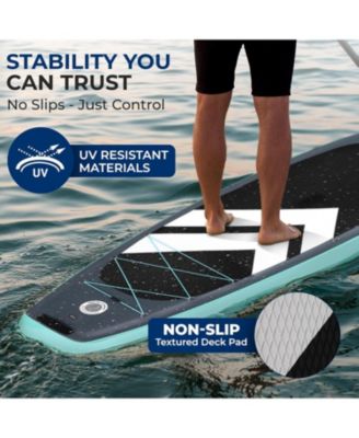 Inflatable Stand-Up Paddle-Board with Double-Action Hand Pump, 3-Piece Aluminum SUP Paddle, Leash, Repair Kit and Backpack, Black