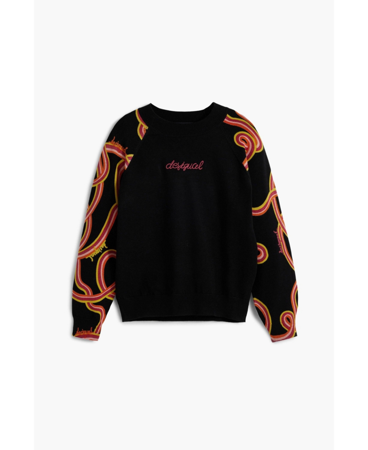 Desigual Girls Girls's Serpentine Sleeve Sweater In Black