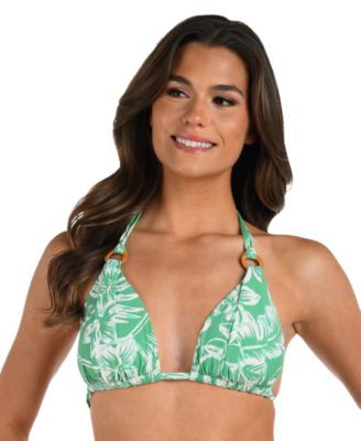 La Blanca Womens Batiki Halter Bikini Top Batiki Shirred Side Hipster Bikini Bottoms In Green