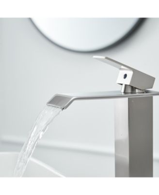Waterfall Single Hole Single Handle Bathroom Vessel Sink Faucet With Pop-up Drain