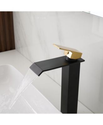 Waterfall Single Hole Single Handle Bathroom Vessel Sink Faucet With Pop-up Drain