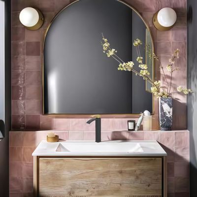 Waterfall Single Hole Single Handle Bathroom Vessel Sink Faucet With Pop Up Drain Without Overflow In Matte Black & Gold