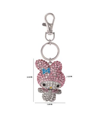 SALLY ROSE My Melody Keychain Official License, Multicolored Pave Crystal Sanrio Keychain with Lobster Clip