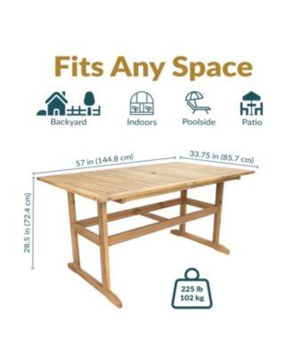 Hatteras Acacia Wood Outdoor Dining Table with Natural Oil Finish - 57"