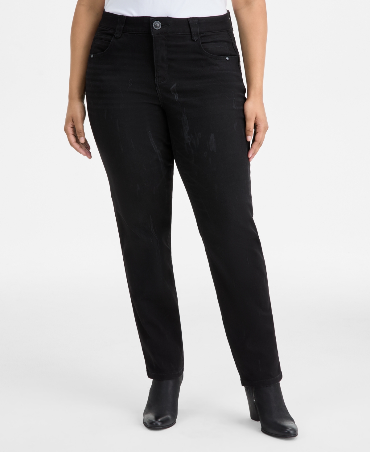 Democracy Plus Size Absolution Straight-leg Jeans In Black