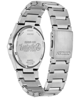 Eco-Drive Men's Marvel Fantastic Four Zenshin Silver-Tone Super Titanium Bracelet Watch 40mm Gift Set