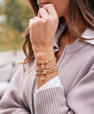 Gold Plated Ella Crystal Initial Chain Bracelet