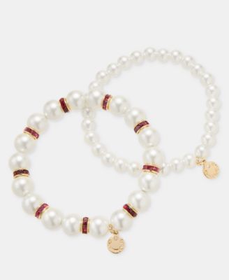 Charter Club - 2-Pc. Set Stone & Imitation Pearl Stretch Bracelets