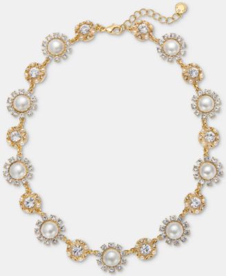 Charter Club - Crystal & Imitation Pearl All-Around Collar Necklace, 17" + 2" extender