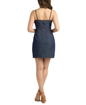 Juniors' Washed Denim Front-Slit Mini Dress 