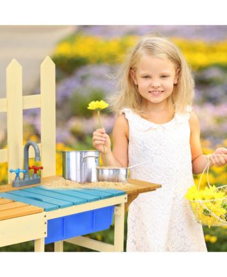 Wooden Kids Pretend Kitchen Play Set Outdoor Cooking Toy Gift Toddler Child