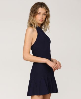 Women's Sleeveless Halter Ribbed Knit Mini Dress