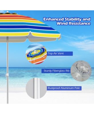 6.5 FT Beach Umbrella UPF50+ Sun Protection Portable Sunshade Parasol for Sand