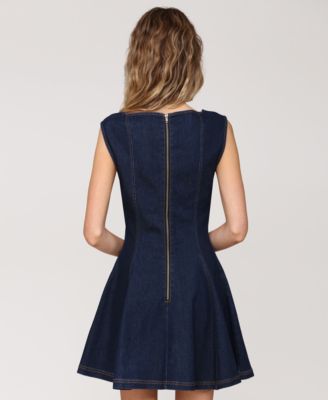 Women's Sleeveless Paneled Denim Mini Dress