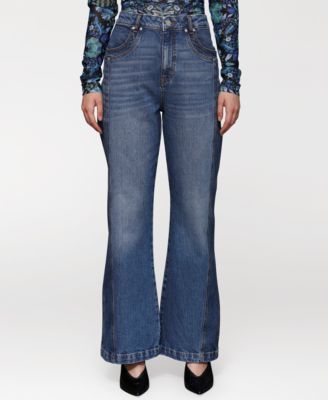 Avec Les Filles - Women's Two-Tone Flared Jeans