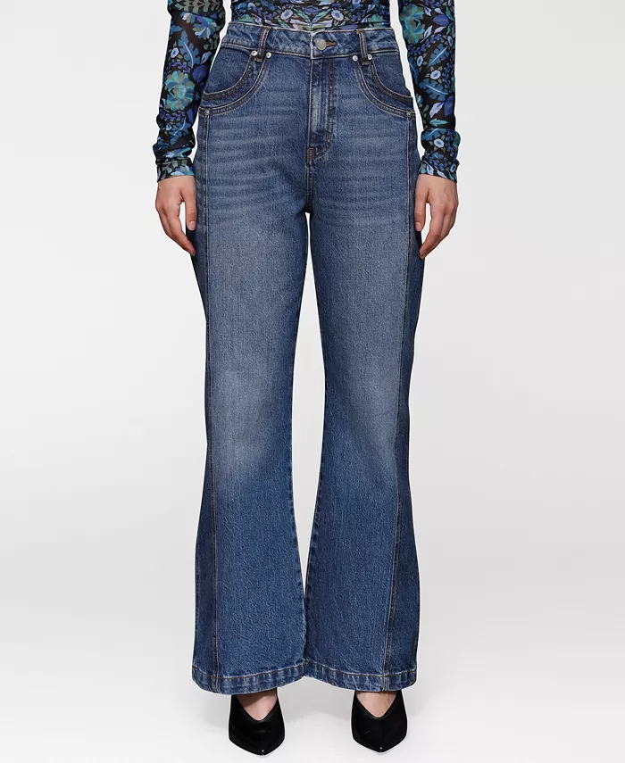 Women's Two-Tone Flared Jeans
