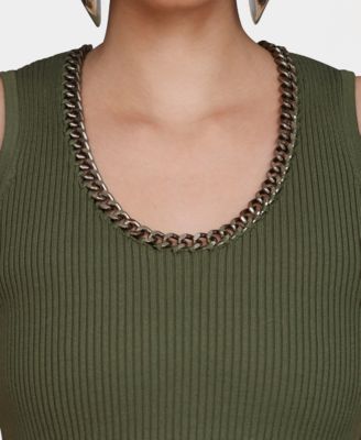 Women's Chain-Trim Ribbed Knit Tank Top