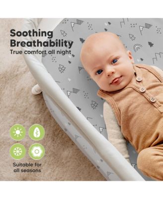 2pk Soothe Waterproof Bassinet Sheets for Girls, Boys, 33x17 Universal Baby Bassinet Mattress Protector Cover