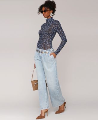 Women's Pleat-Front Wide-Leg Jeans