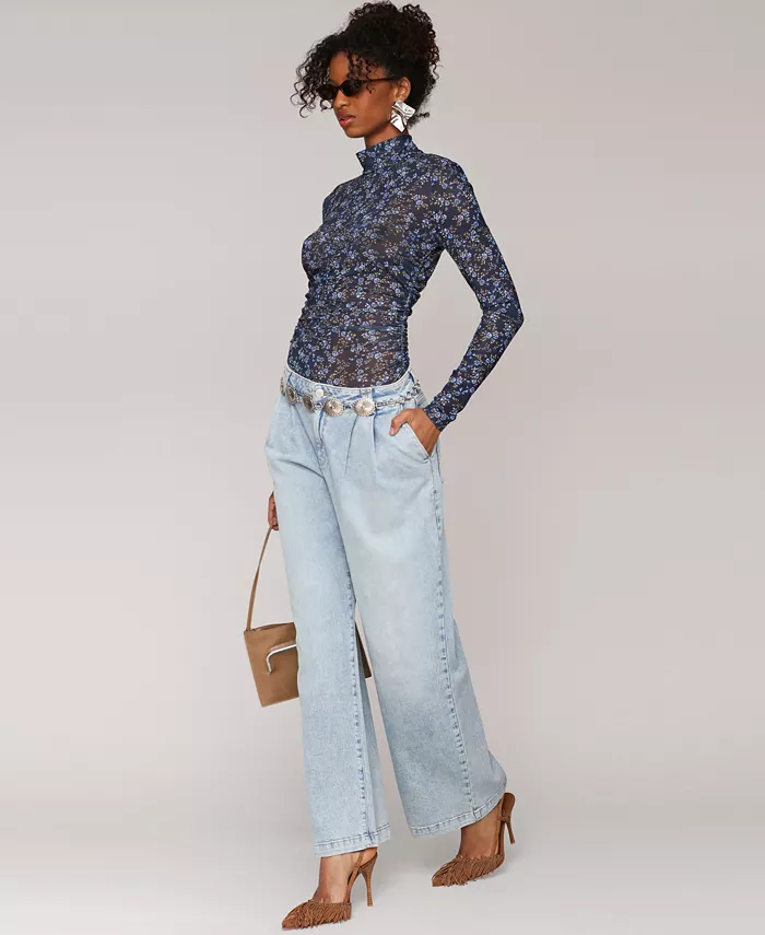 Women's Pleat-Front Wide-Leg Jeans - thumbnail 5