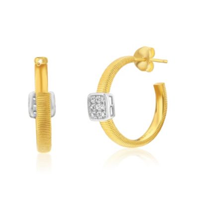 Suzy Levian Golden Helix Sterling Silver & Cubic Zirconia Pave Coil Huggie Hoop Earrings